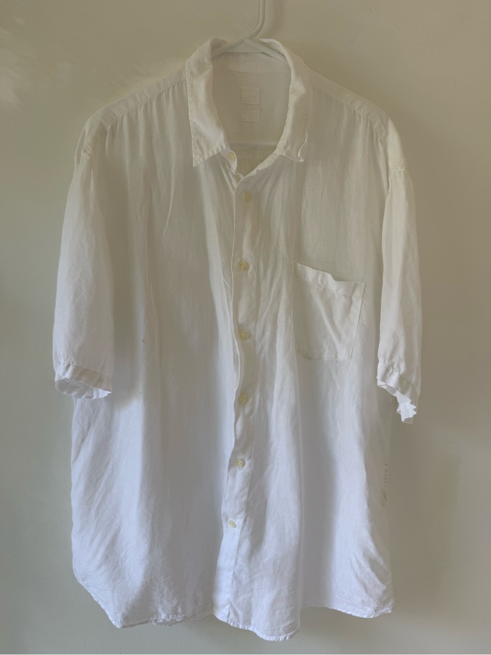 120% Lino White 100% Linen Button Up Shirt Men’s 4XL Short Sleeve Italy